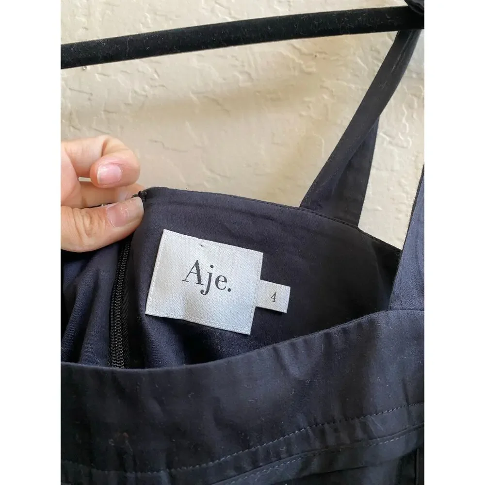 AJE SAVOY MIDI DRESS IN BLACK Size 4 $565 MSRP - Picture 4 of 4